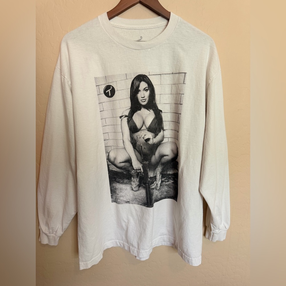 White Long Sleeve Photo Graphic Tee